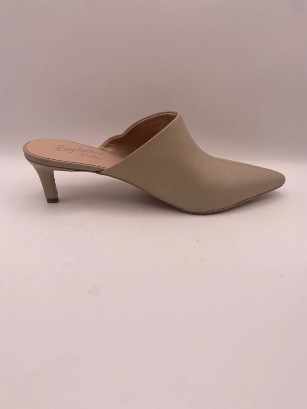 Seychelles Women's Obsession Beige Leather Pointy Toe Heel Mule Sz 10